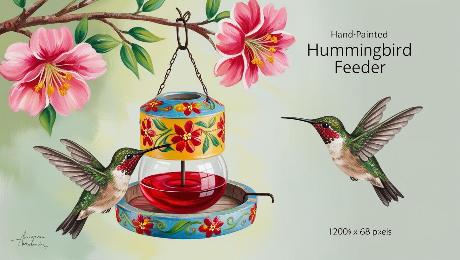 Hand-Painted Decorative Hummingbird Feeder